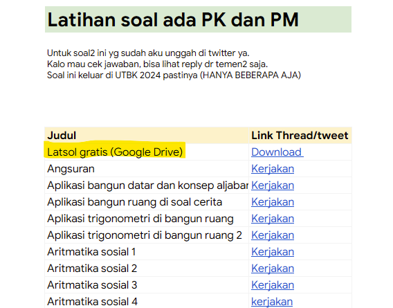 Latihan soal utbk pk dan pm